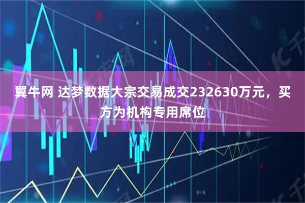 翼牛网 达梦数据大宗交易成交232630万元，买方为机构专用席位